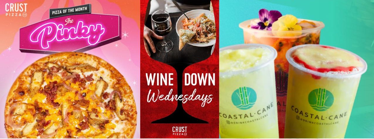 Social ads for a pizza shop and a juice brand