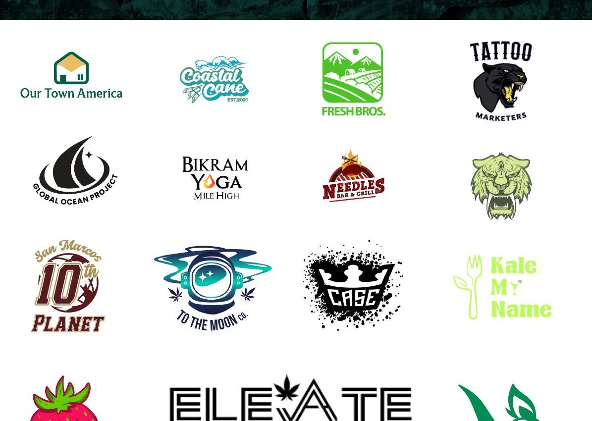 A grid of logos designed by High End Graphics for many different businesses