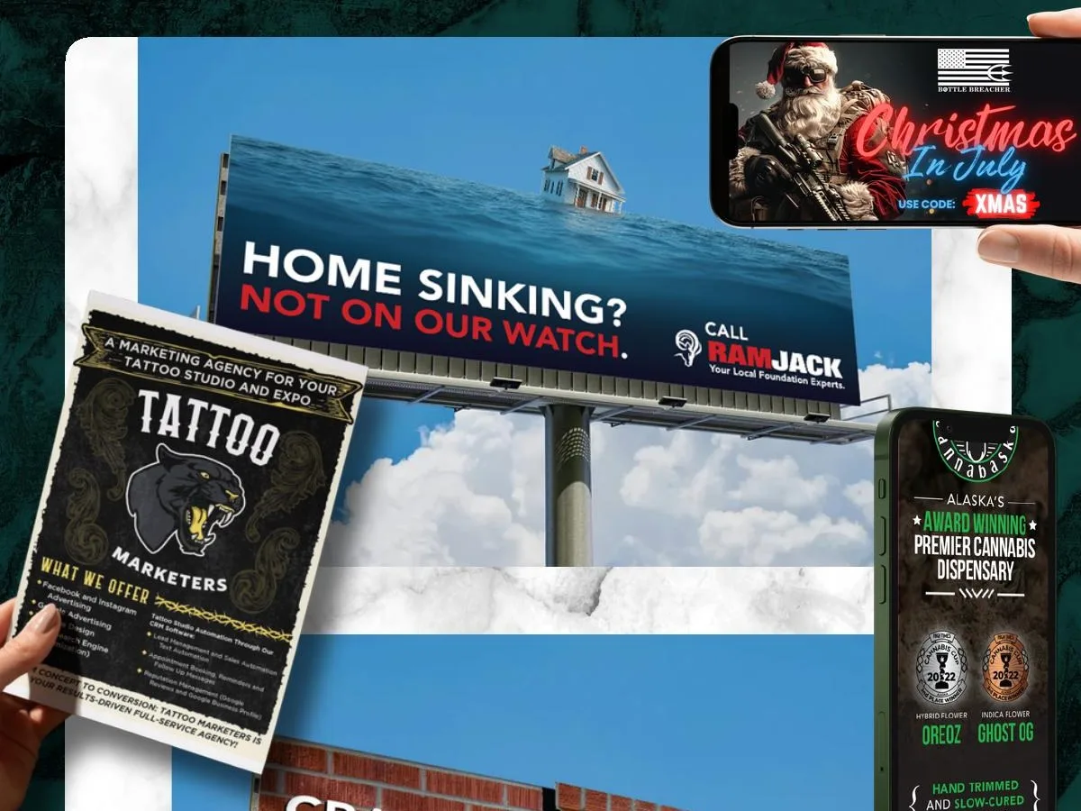 Billboards, flyers and social ads designed by High End Graphics