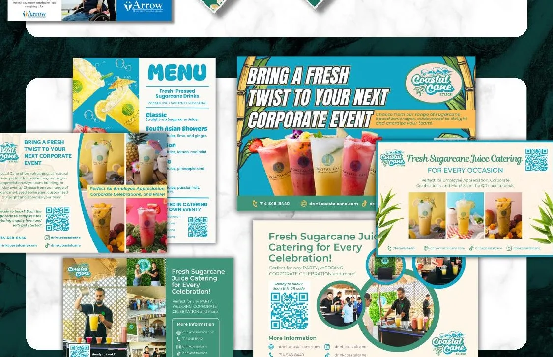 Menus, flyers and catering sales pieces designed by High End Graphics